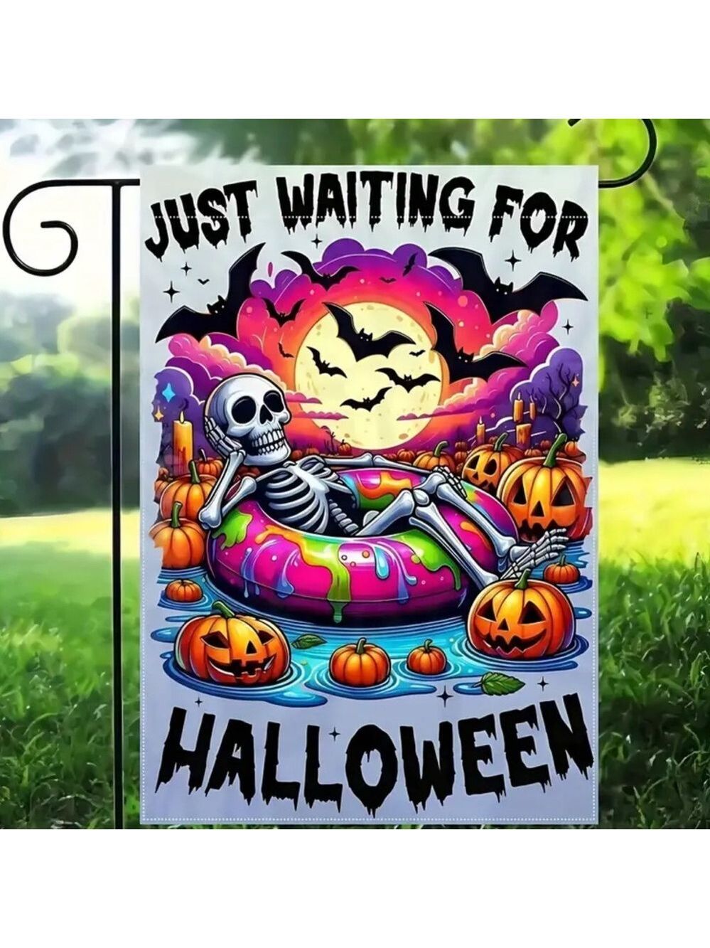 Skeleton Halloween Garden Flag